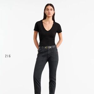 Nili Lotan   Jenna. Raw edge black cords with side tuxedo stripe